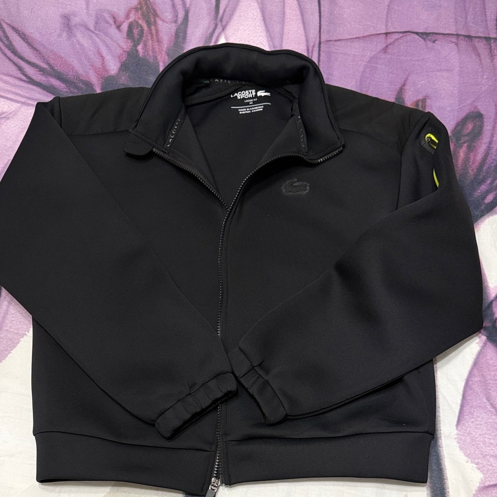 Lacoste Black Jacket with Yellow Accents